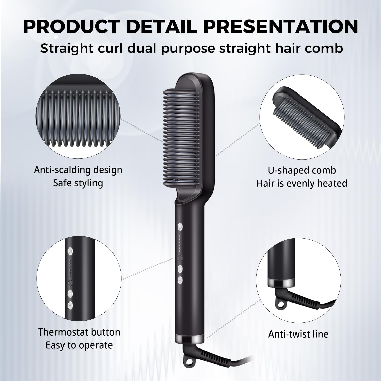 2 in 1 Hair Straightner with Built In Comb